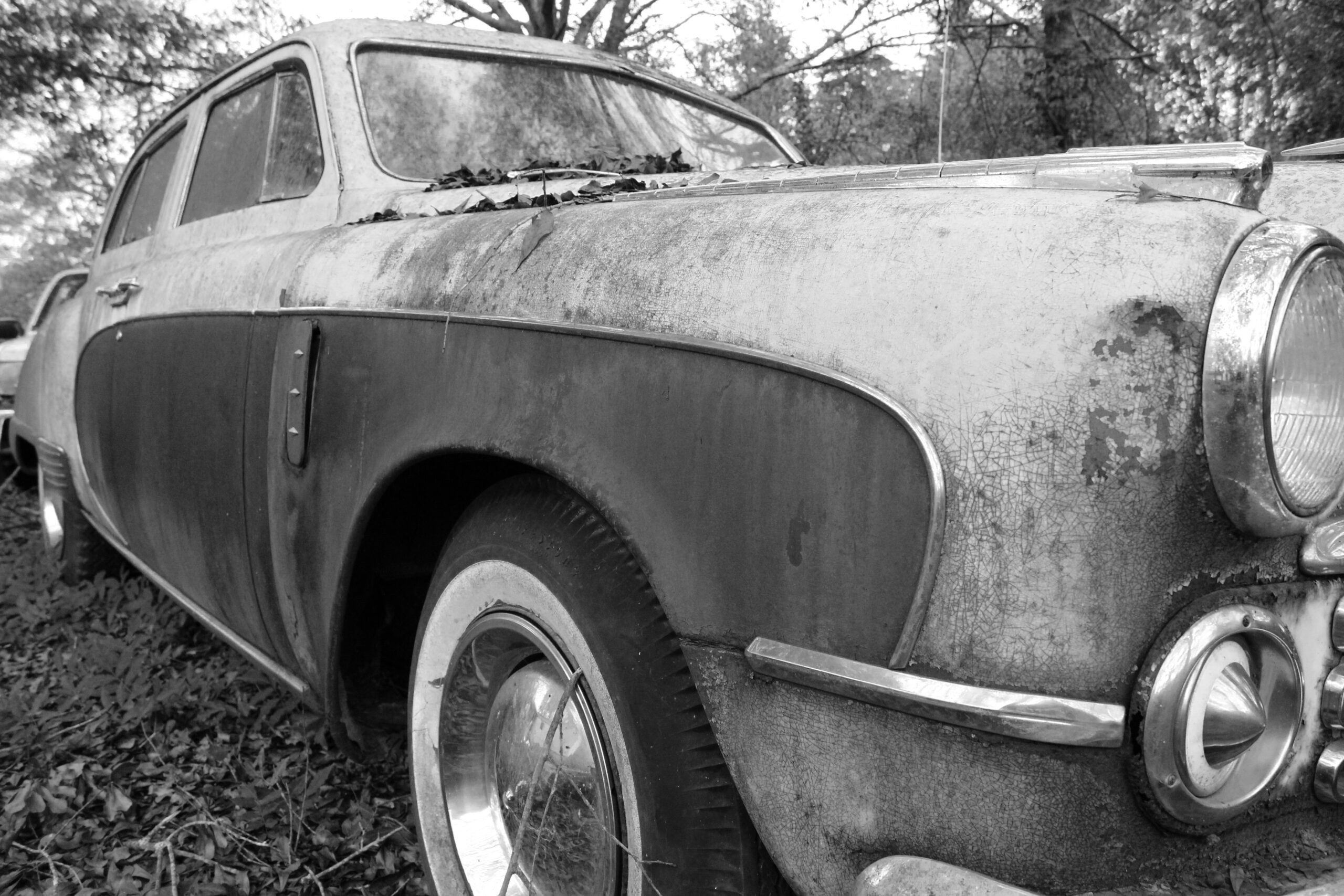 1948 Studebaker in black and white